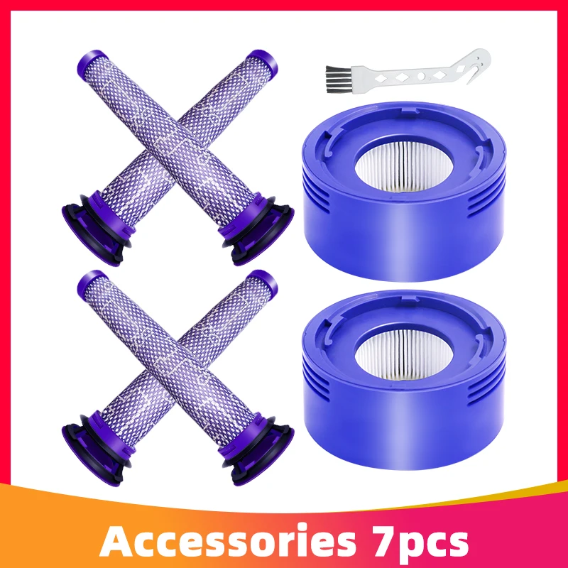 For Dyson V7 and V8 Cordless Vacuum Cleaners Pre-Filters + HEPA Post-Filters Replacements Compatible