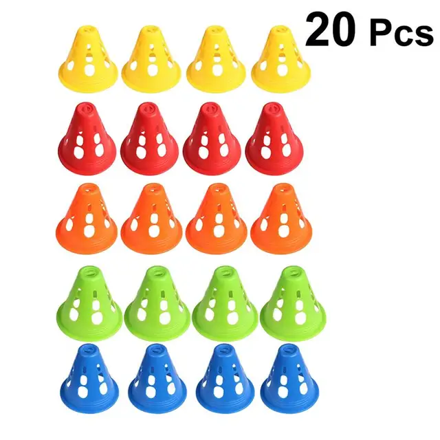 US $7.07 20pcs Plastic Roller Skating Cone Windproof Roadblock Sport Training Traffic Road Cones (Yellow Red