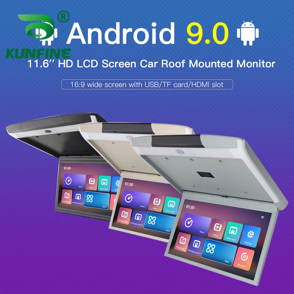 US $191.70 116 Inch Display Digital Screen Android 90 Car Roof Monitor LCD Flip Down Screen Overhead Multimedia Video Ceiling Roof Mount