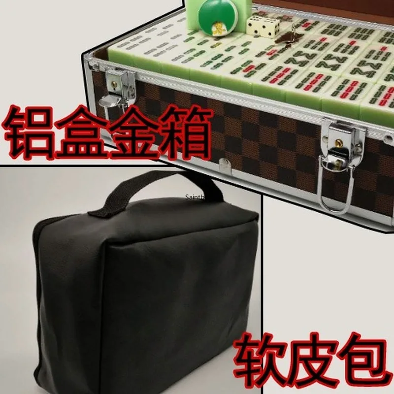 Large-Size Wear-resistant Thickened Household Hand-rubbing Mahjong Board Games for Adults Emerald Gradient Mahjong Entertainment