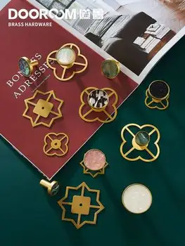 

Dooroom Brass Furniture Handles Shell Simple Nordic Pastoral Wardrobe Dresser Knobs Cupboard Cabinet Drawer Round Colorful Pulls
