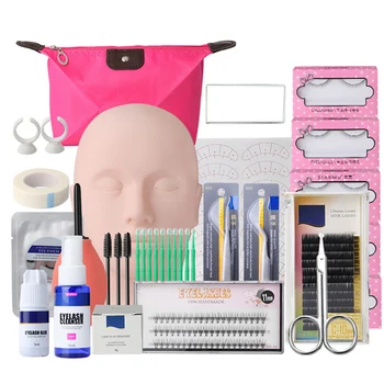 

19Pcs/set Eyelash Extension Practice Kit Mannequin Head Grafting Eyelash Tools Storage Bag Set Makeup Practice MPwe