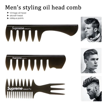 

1Pcs Handle Grip Large Tooth Detangling Curly Hair Comb Back Head Styling Beard Oil Comb Men Hairdressing Wide Teeth Comb