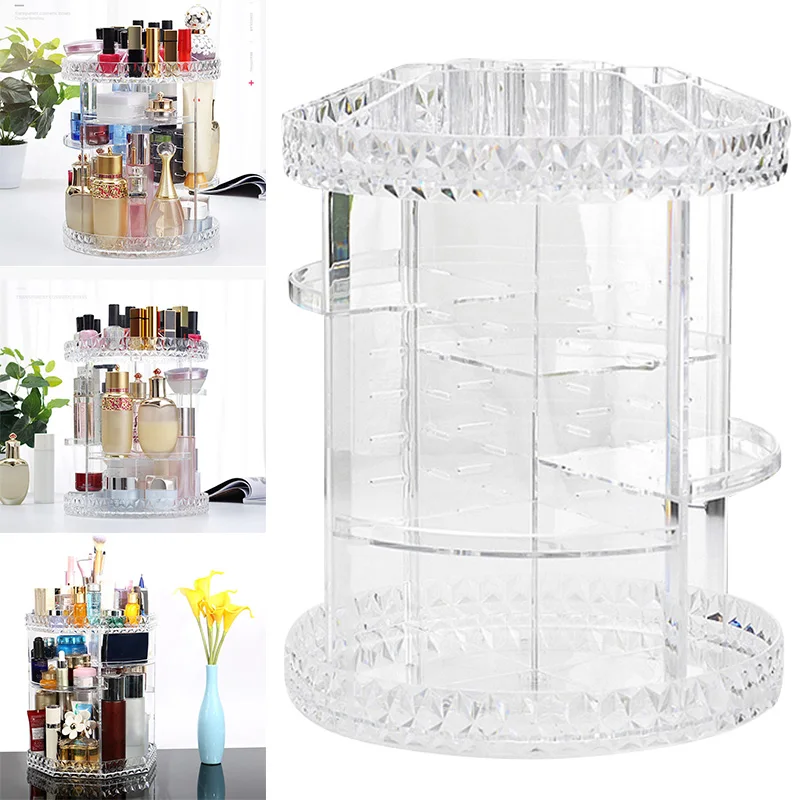 

Newly 360 Rotating Crystal Cosmetic Storage Box Multi-function Detachable Makeup Organizer Skin Care Makeup Tool Storage Case