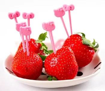 

800pcs=100sets cartoon Food Picks for Kids Fruit Fork Dessert Fork Set Food Picks Dinnerware Food Decoration party favors