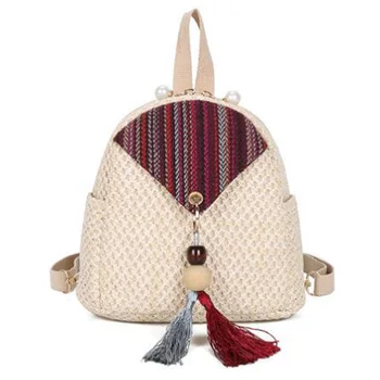 

New Fashion Grass Woven Backpack Small Fresh Fashion Backpack Wild Female Backpack