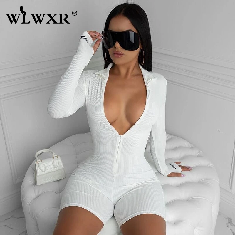 WLWXR Lucky Label ребристые сексуальные летние комбинезоны женский комбинезон короткий