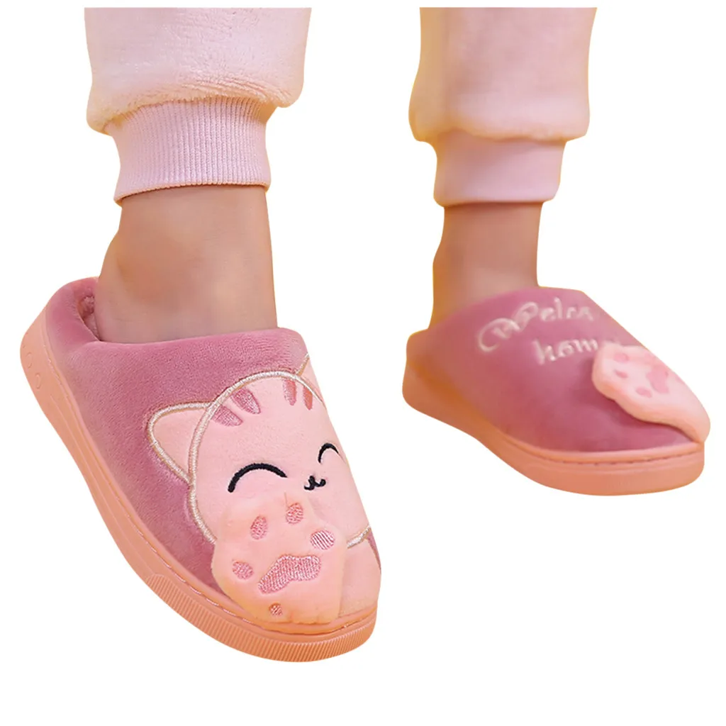 Kids Baby Boys Girls Winter Slippers Cartoon Cat Non-slip Home Indoors Shoes Warm Casual kids shoes pantuflas Sapato Infantil