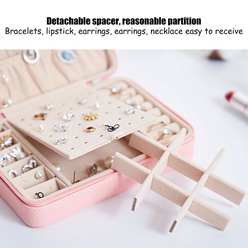 With Hook Ring Necklace Carrying Multifunctional Jewelry Box Portable Earrings Organizer Holder Display Tray Protective Storage