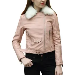 Осеннее и зимнее пальто Женская тонкая плюшевая короткая куртка с вырезом из искусственной кожи XL Новинка