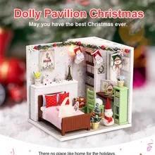 Рождественская кукла дома миниатюрная Ландшафтная мебель Diy 3d деревянная спальня диван светодиодный ночник кукольный домик игрушки для очки-детский подарок на Рождество