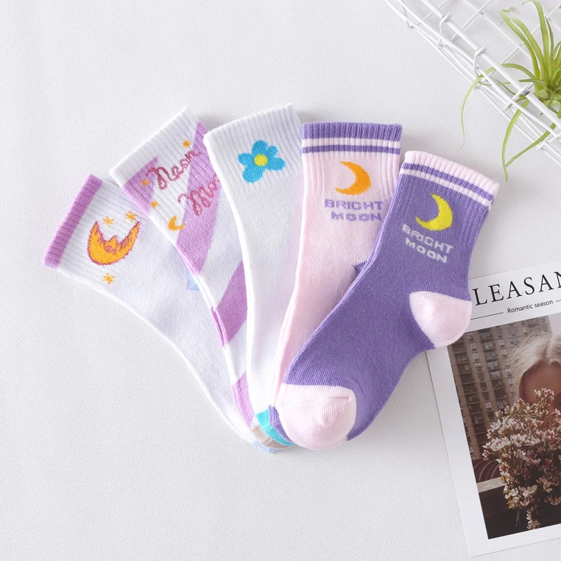 Autumn Winter 5PC Socks For Women Cotton Socks Art Funny Cartoon Print Breathable Socks Couple Socks Cheap Socks