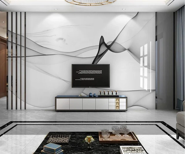 Abstract Mural, 3d Wall Paper, Gray and Black Marble Wall Art