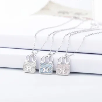 

S925 sterling silver H letter bag necklace