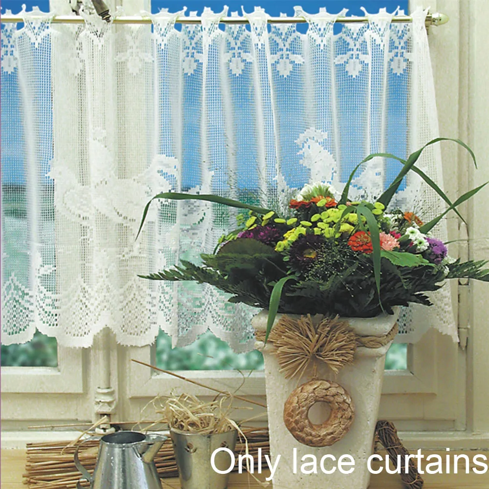Lace Curtain Semi Shading Chicken Pattern Light Flow Valances Modern Kitchen Panel Drapes Gauze Window Screen Solid hion Polyester Fabrics Home Decoration S 