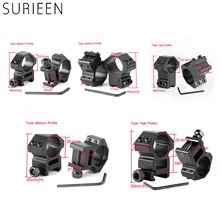 2 шт. 25,4 мм кольцо тактический прицел крепление с 11 мм/20 мм ласточкин хвост высокого профиля среднего профиля Охотничья винтовка прицел крепления