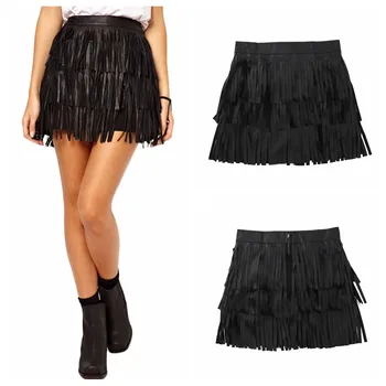 

Black Bag Hip Skirt Female PU Leather Added Tassel Elements Fashion Personality Body Shaping Skirt Temperament Beautiful