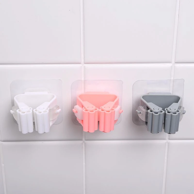 1PCS Wall Mounted Mop Organizer Holder Brush Broom Hanger Rack Bathroom Suction Hanging Pipe Hooks Home Storage Clips Mop Storage Rack Mop & Broom Holder Mop Clip Home Storage Accessories Bathroom Organizer