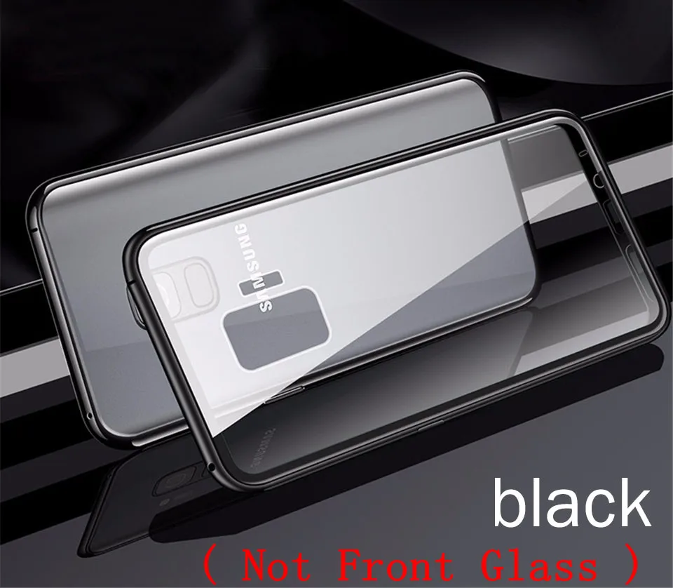 Магнитная Адсорбция металлический чехол для samsung Galaxy A50 A70 чехол противоударный чехол для samsung S8 S9 S10 плюс S10E Note 8 9 A7 - Цвет: Black