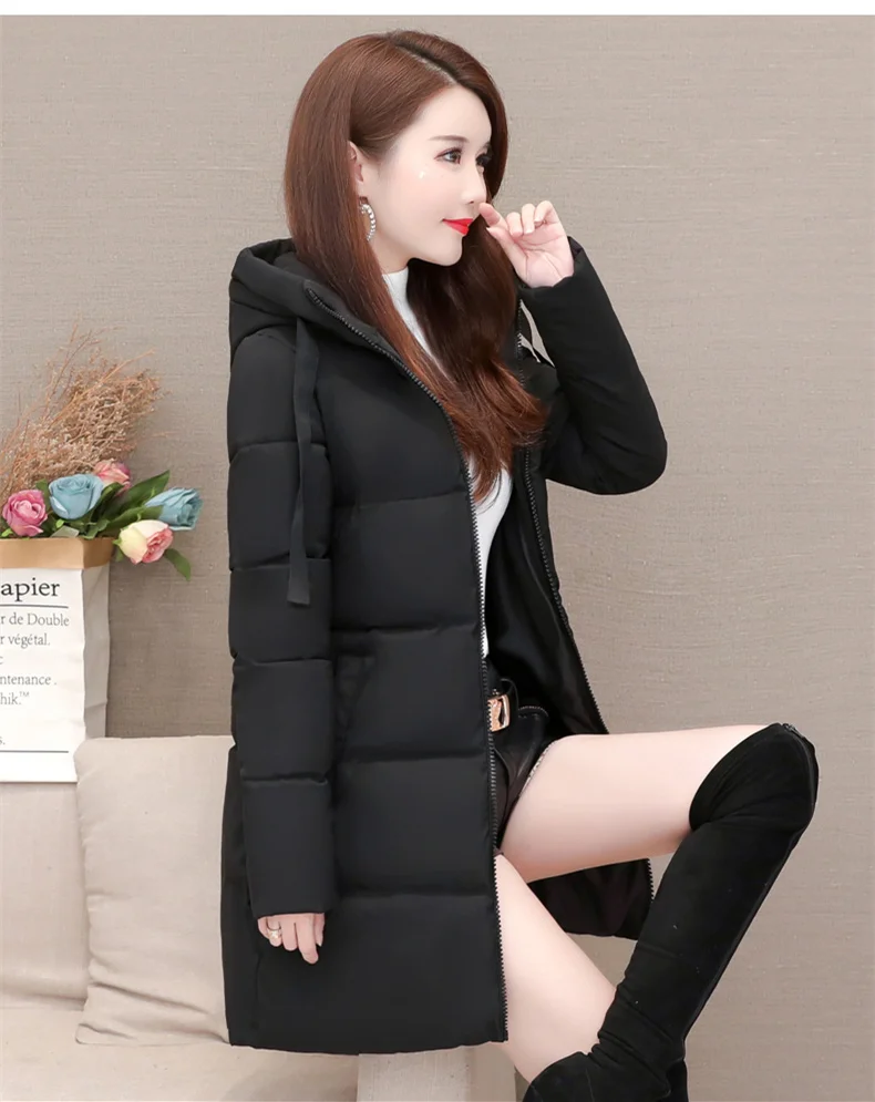 Зимнее пальто размера плюс XL-6XL, женские куртки с капюшоном, теплая Толстая Новая Модная хлопковая парка, женская верхняя одежда, длинные пальто
