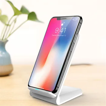 

New vertical desktop wireless charger 10W fast charging mobile phone holder portable QI charger for iPhone XIAOMI HUAWEI Samsung