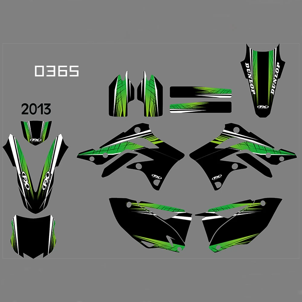 

For KAWASAKI KXF450 2013 Graphics Decals Stickers Custom Number Name 3M Full Motorcycle Backgrounds Stickers Accessories