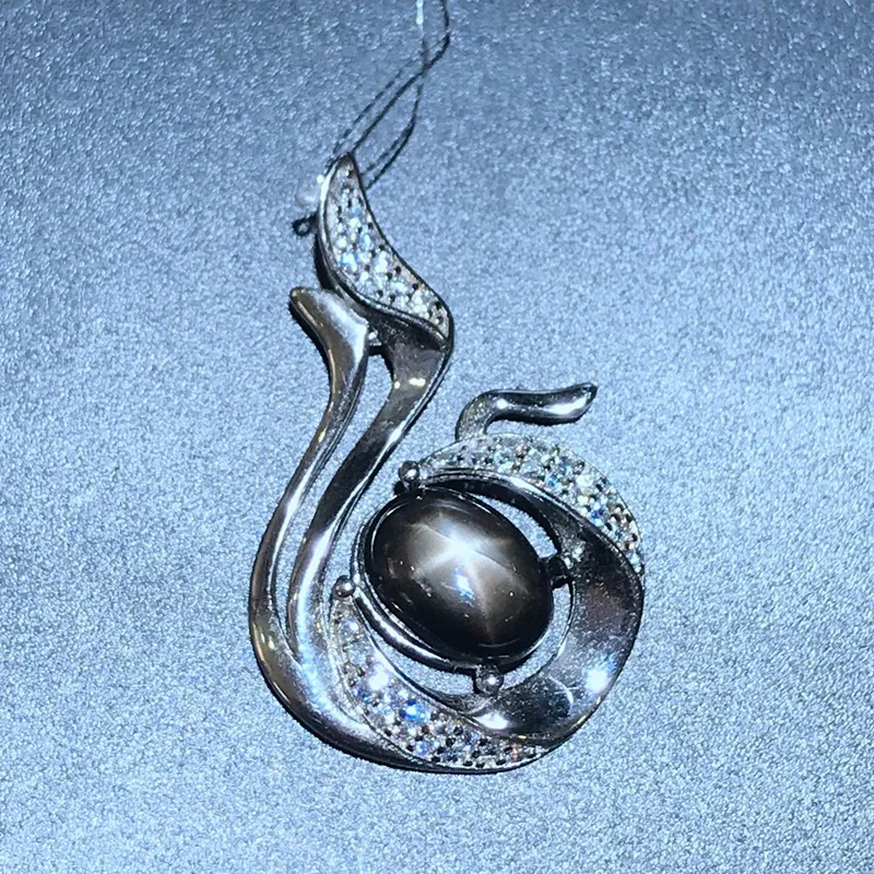 Очаровательное ожерелье с черным натуральным Сапфиром И драгоценным камнем для женщин, ювелирное изделие из стерлингового серебра 925 пробы, натуральный драгоценный камень, подарок на день рождения для девочки
