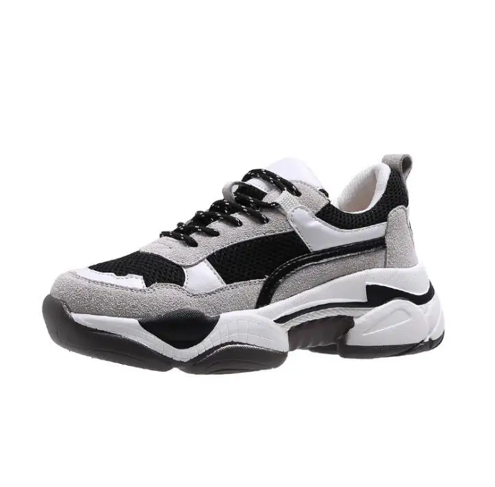 XDA High Quality Trainers Women's Platform Sneakers Autumn Women Shoes Breathable Casual Women Running Chunky Sneakers B242 - Color: Gray