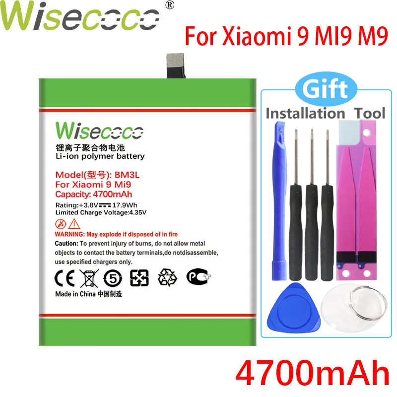 WISECOCO 4700 мАч BM3L батарея для Xiaomi 9 MI мобильный телефон в наличии Высокое качество +