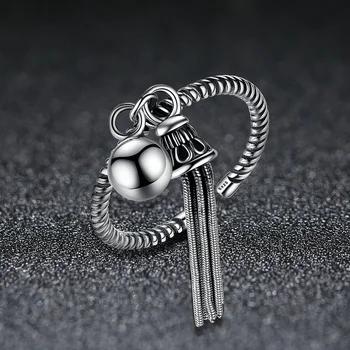 

Vintage Tassels Beads 925 Sterling Silver Rings Wedding Band Adjustable Cuff 925 Ring for Woman Tibetan Silver 925 Jewelry Women