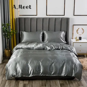 

Solid Color Bedding Set Satin-like Beddings And Bed Sets Silk Imitation Designer Black Red Blue White Double King Queen sizes