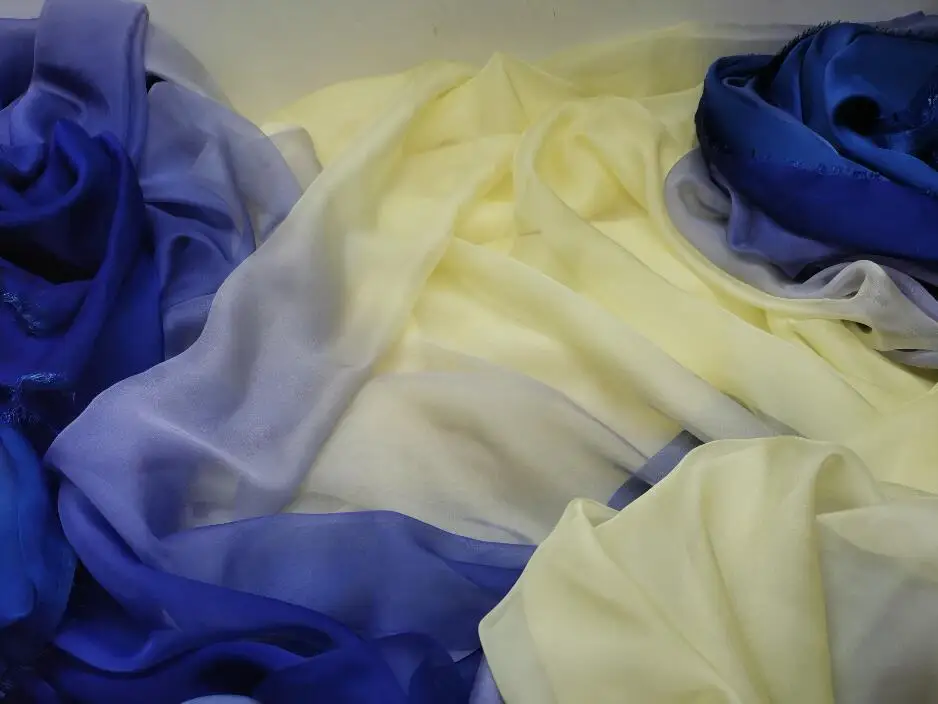 Распродажа Ombre Косплей шифоновая ткань светильник DIY платье шарф ткань тонкая летняя струящаяся Мягкая шелковистая Tencel шифоновая ткань - Цвет: 9