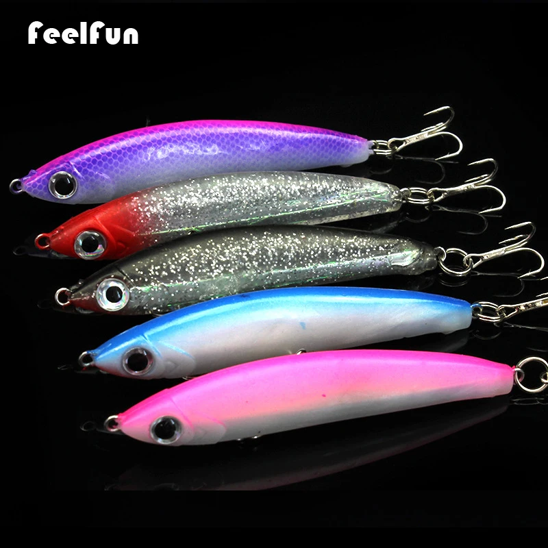 FeelFun Тонущая приманка для рыбалки карандаш 85 мм 14 г длинный Литой Shad Minnows 3D глаза