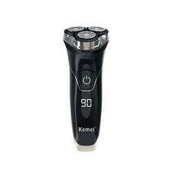 Kemei Electric Shaver Km-832usb Rechargeable Whole Body Washing Ipx6 Waterproof Lcd Display Rotary Three-Head Home Shaver