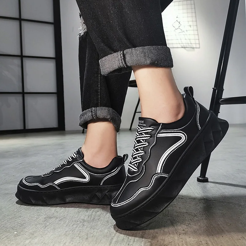 

2019 Autumn Shoes Men's Korean-style Fashion White INS Online Celebrity Shoe Men's Trendy Shoes Casual Platform Thick Bottomed S