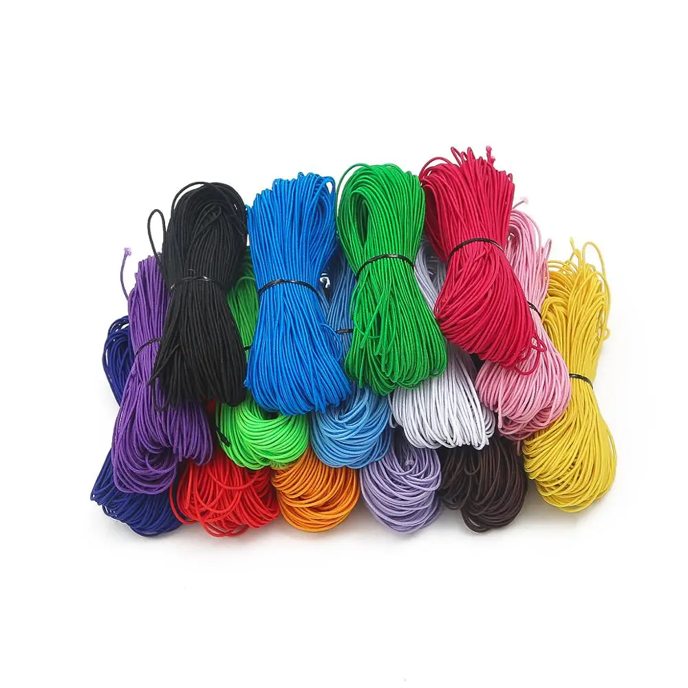 Cordón elástico de cuentas de colores para fabricación de joyas, cuerda de hilo de 25 metros, 1mm