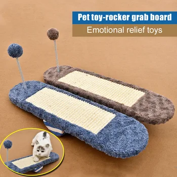 

Newest Pet Cat Toy Scratching Interacting Kitten Seesaw Sisal Hemp Mat with Ball Exercise