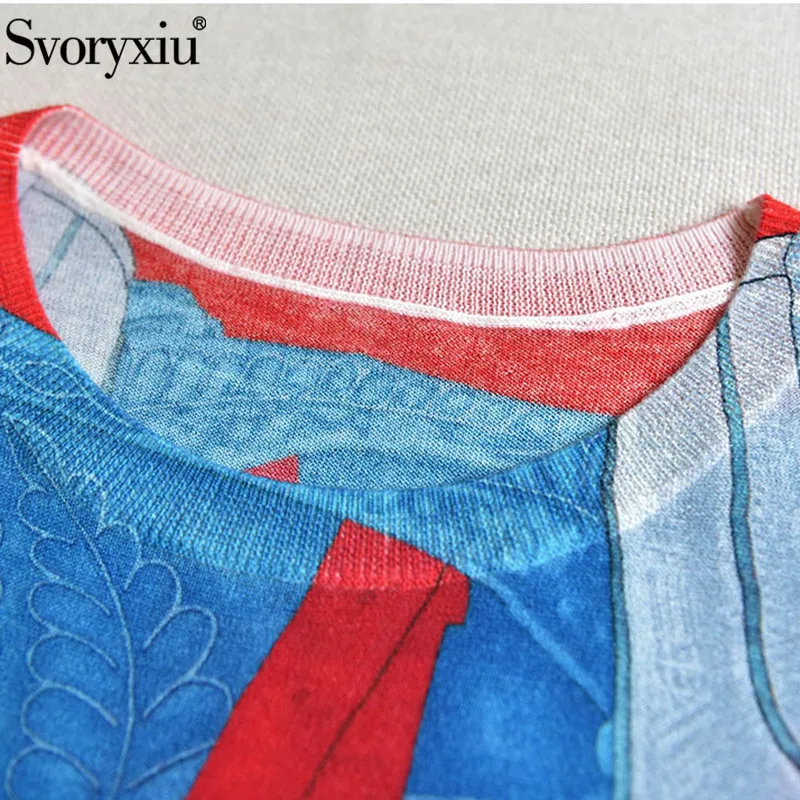 Svoryxiu дизайнерский осенний свитер из высококачественной шерсти пуловеры женские модные с принтом длинный рукав тонкий вязаный джемпер Топ женский