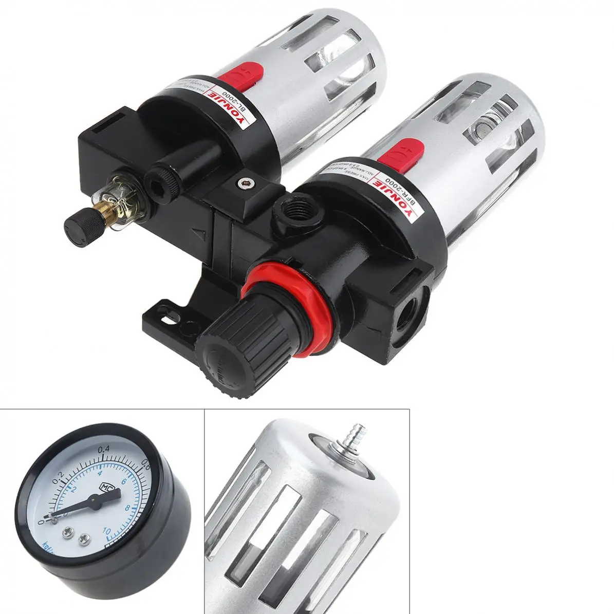 BFC4000 Air Compressor 0-1.0mpa Adjustable Two Union Oil Water Separator Regulator PT1/4(mm) Caliber with Gauge New | Обустройство