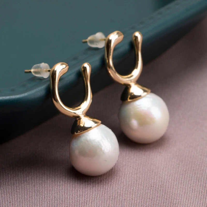 14K gold filled baroque pearls earring (1)