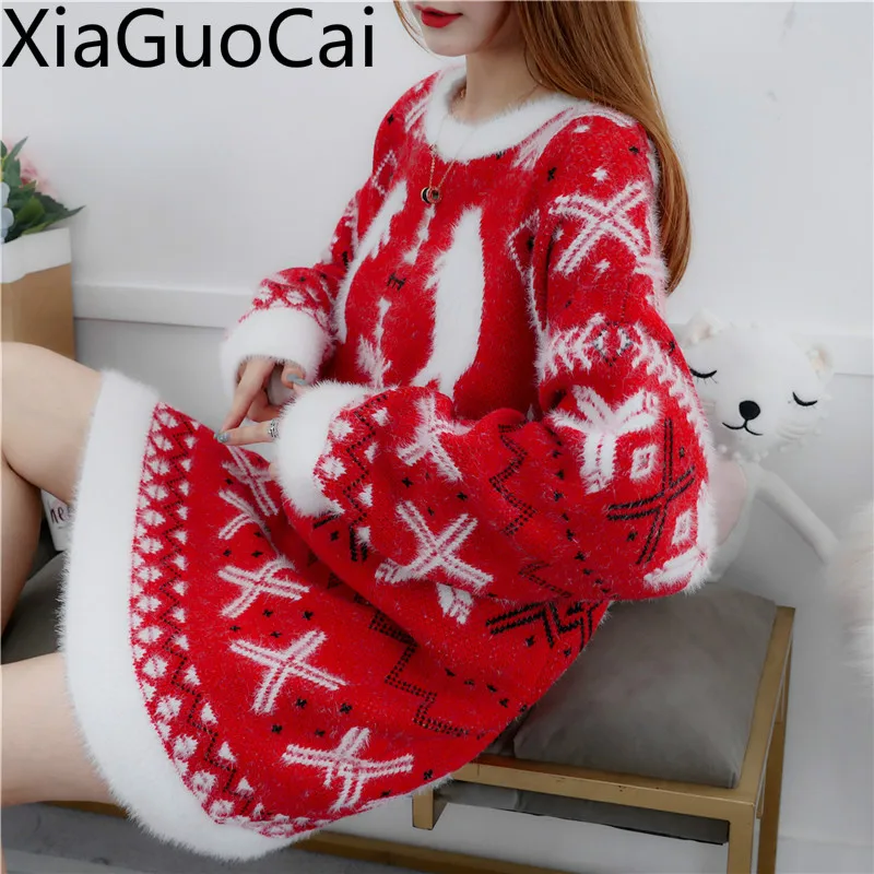 

Winter Warm New Women Long Sweaters Section Net Red Women's Christmas Sweaters Hooded Pullovers Wind Winter Christmas Coats