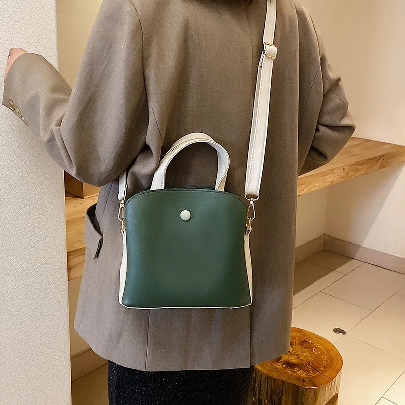 

Autumn And Winter PU Leather Special Offer Contrast Color Women's Handbag Cheap Textured Single-shoulder Crossbody Bag