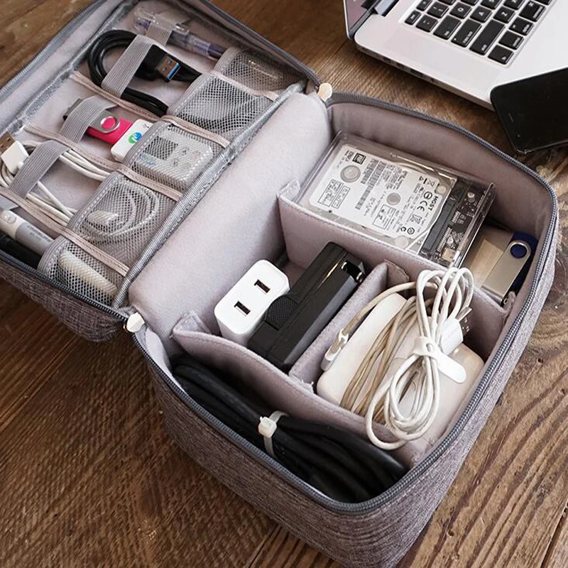  Portable Digital Storage Bags Organizer USB Gadgets Cables Wires Charger Power Battery Zipper Cosme