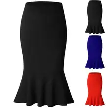 Горячая Мода Офисная Женская однотонная Высокая талия рыбий хвост сногсшибательная юбка Короткое платье полиэстер+ спандекс универсальная Удобная