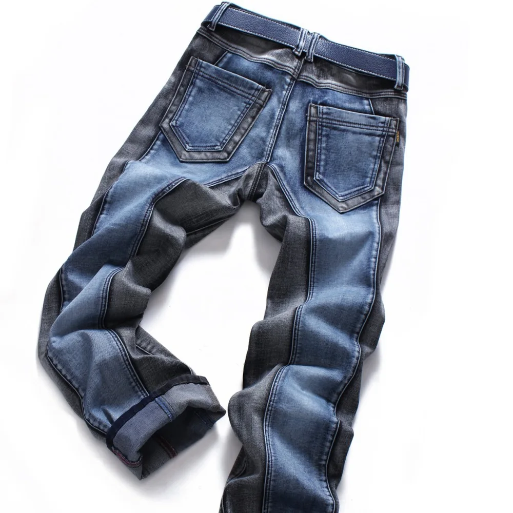 Winter Color Block Men's Jeans pants 