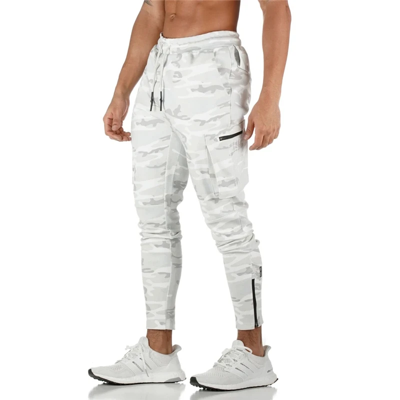 رجل عداء ببطء Pnats Sweatpants رجل صالات رياضية تجريب اللياقة البدنية سراويل قطنية ذكر عادية موضة نحيل السراويل الترنك سستة تصميم السراويل|السراويل بجيوب جانبية| -