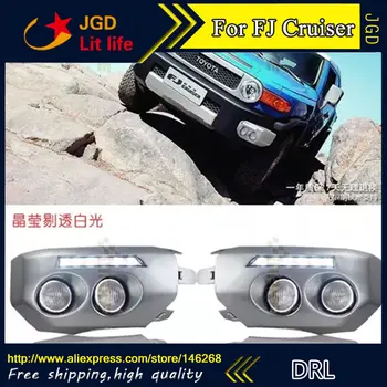 

Free shipping ! 12V 6000k LED DRL Daytime running light for Toyota Fj CRUISER 2010-2012 fog lamp frame Fog light Car styling