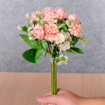 

Model Little Daisy Hydrangea Rose Boquet Holder Wedding Stage Props Dining Table Teapoy Table Vase Artificial Flower Decoration