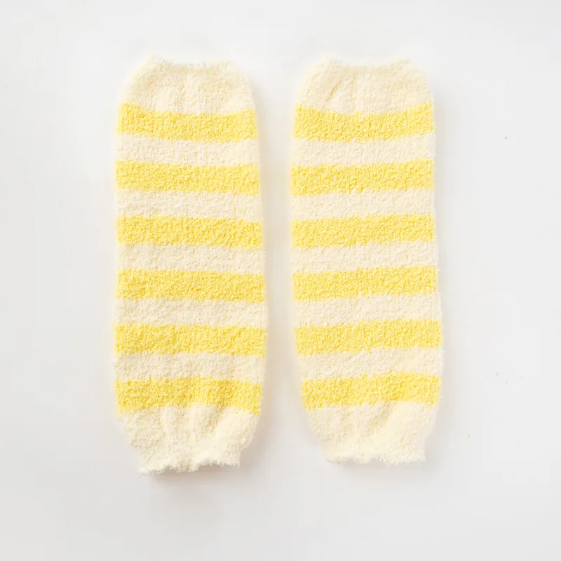 Yellow stripe Детские гетры; зимние наколенники из кораллового флиса для малышей; теплые леггинсы для новорожденных; утепленные наколенники для маленьких мальчиков и девочек - Цвет: Yellow stripe
