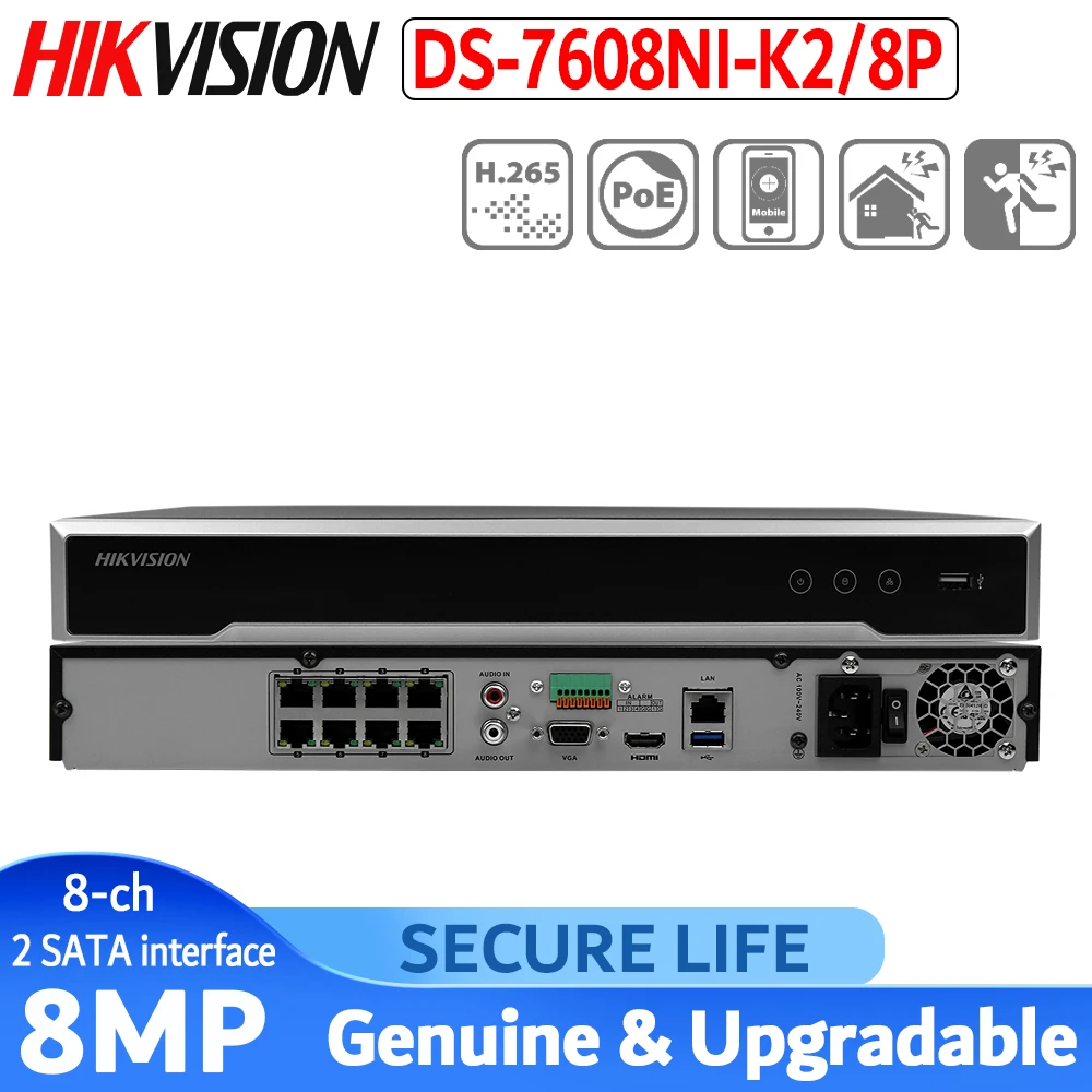 В наличии бесплатная доставка DS-7608NI-K2/8 P английская версия 2SATA 8 портов POE 4K 8ch NVR plug